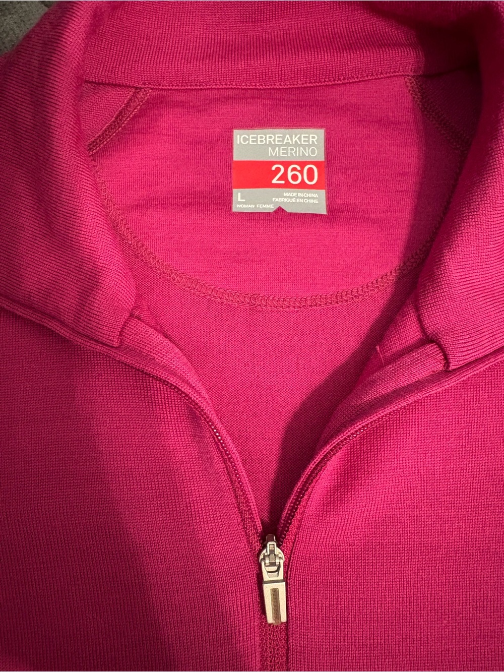 Icebreaker Merino Wool 260 Women’s 1/4 Zip Sweater in Vibrant Fuchsia Size L - Picture 5 of 8